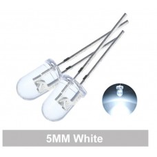 Light Emitting Diode (LED) 5mm Round Through Hole High Bright - Colour White (25 Pack)