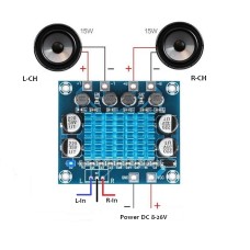 Digital HiFi Power Amplifier Board XH-A232  2 x 30W (Peak) TPA3110  DC 8V - 26V